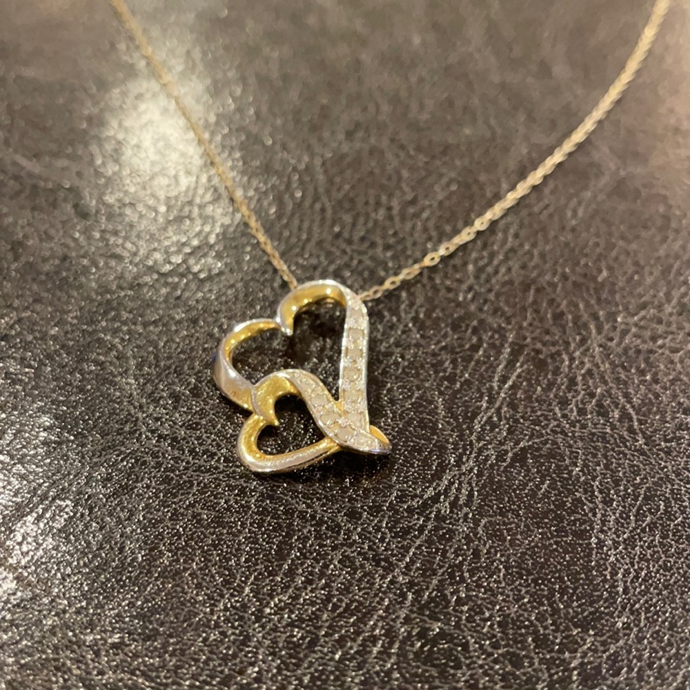 Gold plated double heart necklace